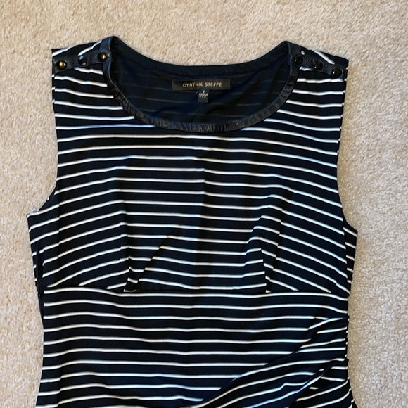 Cynthia Steffe | Leather Trim Sheath Dress | Size 2 - Picture 2 of 4